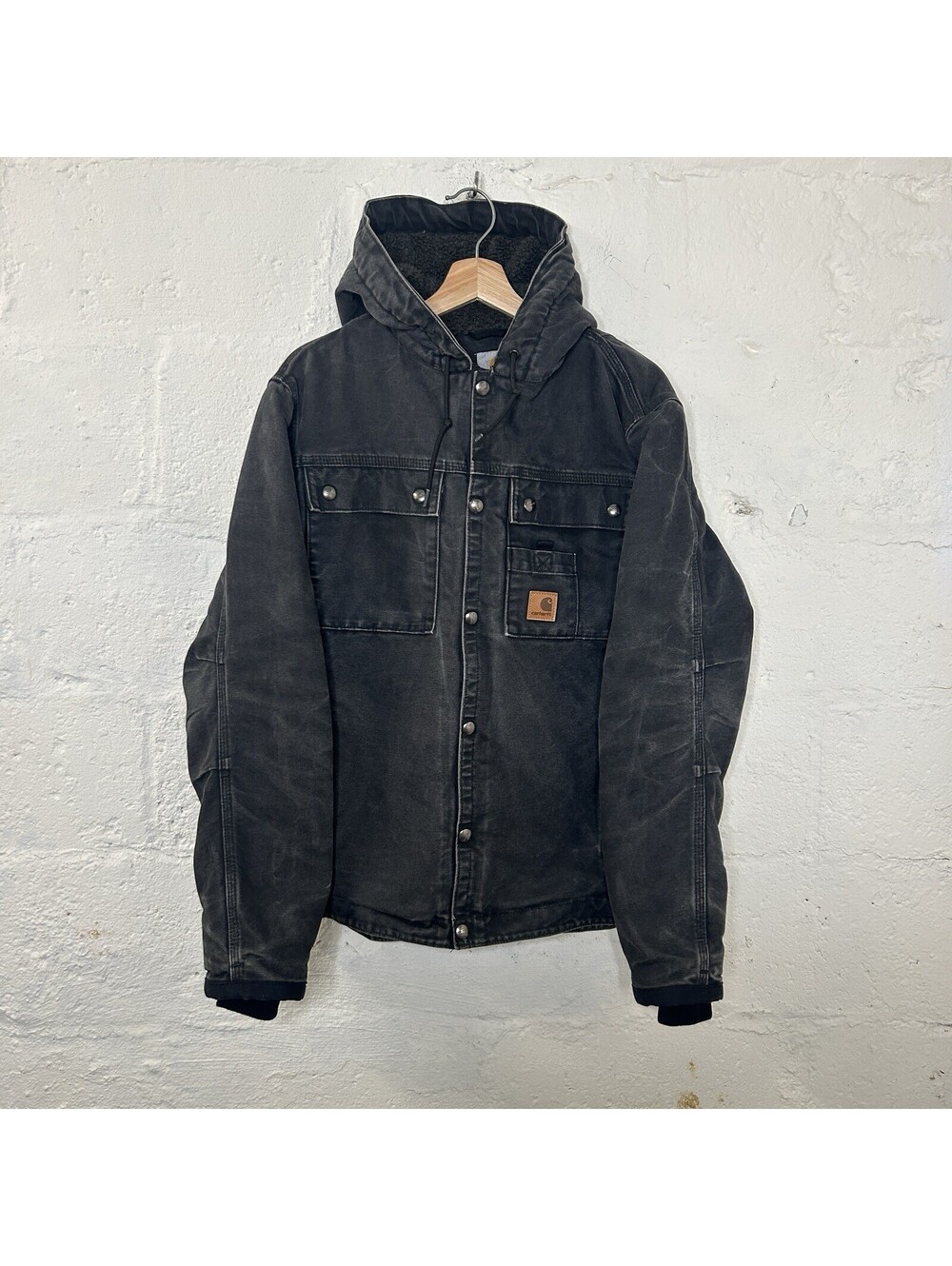 Y2K Carhartt Sandstone Hooded Multi-Pocket Jacket “Black”